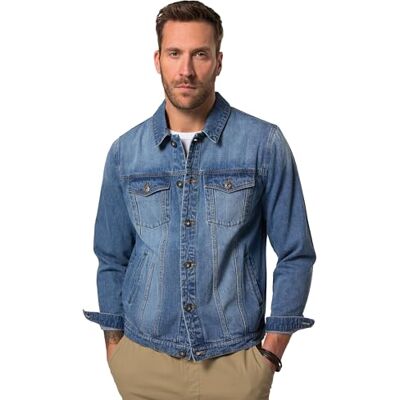 JP 1880 Menswear Big & Tall Plus Size L-8XL Denim Jacket, Breast Pockets, Button Placket matt Denim Blue XXXXXXX-Large 826234190-7XL JP 1880 Menswear Big & Tall Plus Size L-8XL Denim Jacket, Breast Pockets, Button Placket matt Denim Blue XXXXXXX-Large 826234190-7XL