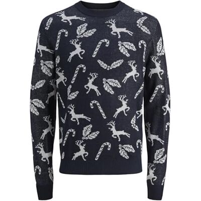JACK & JONES Jjxmas Andrew Knit Crew Neck, Sky Captain, L JACK & JONES Jjxmas Andrew Knit Crew Neck, Sky Captain, L