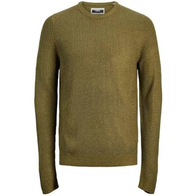 JACK & JONES Men's Jcotwist Striped Knit Crew Neck Knitted Jumper, Olive Night/Detail:Twisted W. Olive Branch, XL JACK & JONES Men's Jcotwist Striped Knit Crew Neck Knitted Jumper, Olive Night/Detail:Twisted W. Olive Branch, XL