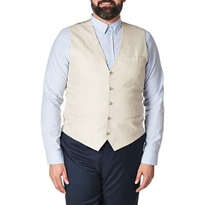 Perry Ellis Men's Business Suit Vest, Natural Linen Herringbone, S Perry Ellis Men's Business Suit Vest, Natural Linen Herringbone, S
