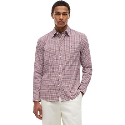 Tommy Hilfiger Men's Flex Poplin Gingham Shirt MW0MW43319 L/S Shirt, RED (Medium Red/Multi Check), M Tommy Hilfiger Men's Flex Poplin Gingham Shirt MW0MW43319 L/S Shirt, RED (Medium Red/Multi Check), M