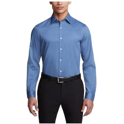 Van Heusen Men's Dress Shirt Slim Fit Flex Collar Stretch Solid, Dusty Blue, 15" Neck 34"-35" Sleeve Van Heusen Men's Dress Shirt Slim Fit Flex Collar Stretch Solid, Dusty Blue, 15" Neck 34"-35" Sleeve