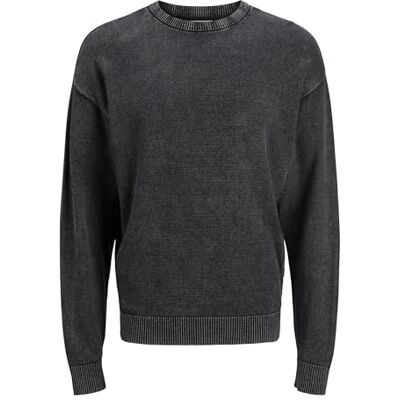 JACK & JONES Jjecharge Faded Knit Crew Neck Noos, Black, L JACK & JONES Jjecharge Faded Knit Crew Neck Noos, Black, L