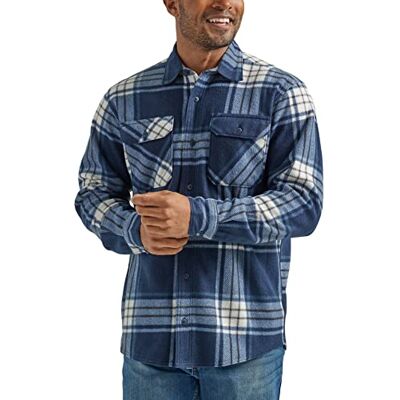 Wrangler Authentics Men's Long Sleeve Heavyweight Fleece Shirt Button, Total Eclipse, S Wrangler Authentics Men's Long Sleeve Heavyweight Fleece Shirt Button, Total Eclipse, S