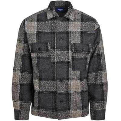 JACK & JONES Mens Boucle Shirt Overshirt Iron Gate L JACK & JONES Mens Boucle Shirt Overshirt Iron Gate L