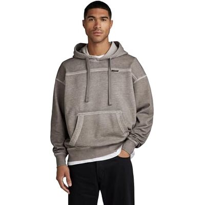 G-STAR Men's Garment Dyed Loose Hoodie, Grey (elephant skin gd D24219-D249-G107), S G-STAR Men's Garment Dyed Loose Hoodie, Grey (elephant skin gd D24219-D249-G107), S