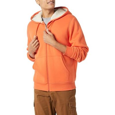 Amazon Essentials Men's Sherpa-Lined Full-Zip Fleece Hoodie, Orange, XL Amazon Essentials Men's Sherpa-Lined Full-Zip Fleece Hoodie, Orange, XL