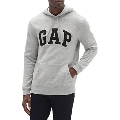 GAP Men's Logo Fleece Hoodie Hooded Sweatshirt, Light Heather Grey, M GAP Men's Logo Fleece Hoodie Hooded Sweatshirt, Light Heather Grey, M