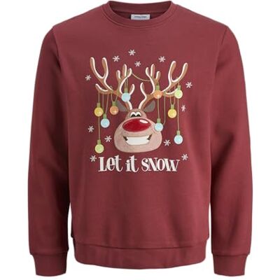 JACK & JONES Men's Jjchristmas Sweat Crew Neck Jnr, Ziegelrot, 140 JACK & JONES Men's Jjchristmas Sweat Crew Neck Jnr, Ziegelrot, 140