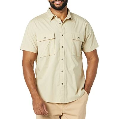 Amazon Essentials Men's Slim-fit Short-Sleeved Two-Pocket Utility Shirt, Light Khaki Brown, XL Tall Amazon Essentials Men's Slim-fit Short-Sleeved Two-Pocket Utility Shirt, Light Khaki Brown, XL Tall