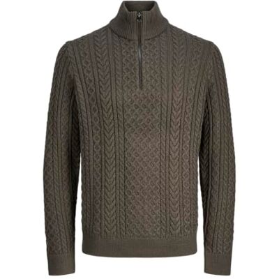 JACK & JONES Jprblusean Knit Cable Half Zip Sn, Black Olive, XS JACK & JONES Jprblusean Knit Cable Half Zip Sn, Black Olive, XS