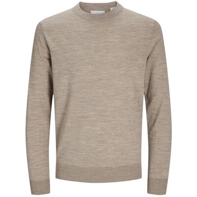 JACK & JONES Mens Jprblamerino Crew Neck Sn Knitted Jumper, Greige/Detail:Melange, L UK JACK & JONES Mens Jprblamerino Crew Neck Sn Knitted Jumper, Greige/Detail:Melange, L UK