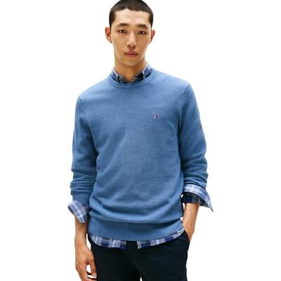Tommy Hilfiger Men’s Regular Fit Essential Structure Crew Neck Jumper, Blue (Petrol Blue Heather), XXL Tommy Hilfiger Men’s Regular Fit Essential Structure Crew Neck Jumper, Blue (Petrol Blue Heather), XXL