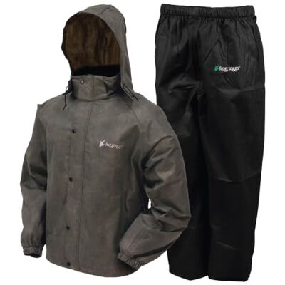 FROGG TOGGS Men's Standard Classic All-Sport Waterproof Breathable Rain Suit, Stone/Black, Large FROGG TOGGS Men's Standard Classic All-Sport Waterproof Breathable Rain Suit, Stone/Black, Large