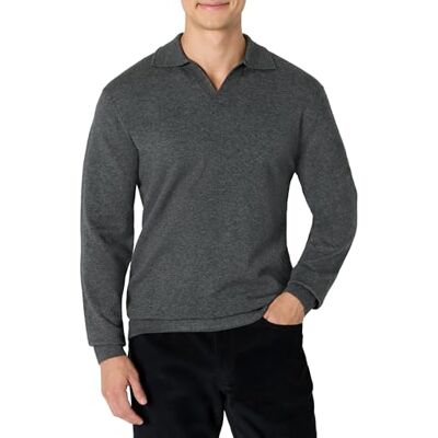 Amazon Essentials Men's Long Sleeve Regular Fit Knit Polo Jumper, Charcoal Heather, M Amazon Essentials Men's Long Sleeve Regular Fit Knit Polo Jumper, Charcoal Heather, M