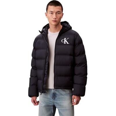 Calvin Klein CK JEANS Men's LS NYLON MONOGRAM PUFFER JKT LV04RD528G Jackets, Blue, L Calvin Klein CK JEANS Men's LS NYLON MONOGRAM PUFFER JKT LV04RD528G Jackets, Blue, L