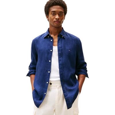 Tommy Hilfiger Men Pigment Dyed Li Solid Rf Shirt Casual Shirts, Blue, XXL Tommy Hilfiger Men Pigment Dyed Li Solid Rf Shirt Casual Shirts, Blue, XXL