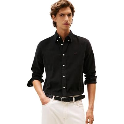 Tommy Hilfiger Men’s Solid Corduroy Regular Fit Shirt, Black (Black), M Tommy Hilfiger Men’s Solid Corduroy Regular Fit Shirt, Black (Black), M