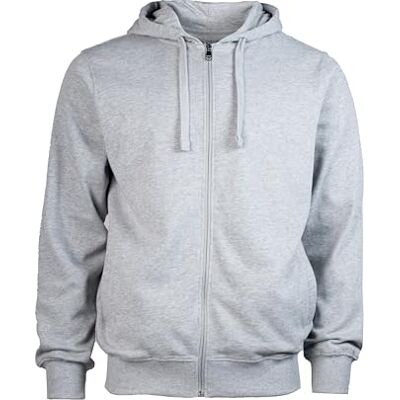 OWN Men's Hoodie with Zip, Light Gray Melange, M OWN Men's Hoodie with Zip, Light Gray Melange, M
