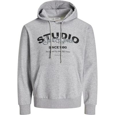 JACK & JONES Men's Jjyuki Sweat Hood Bf, Light Grey Mix, M JACK & JONES Men's Jjyuki Sweat Hood Bf, Light Grey Mix, M