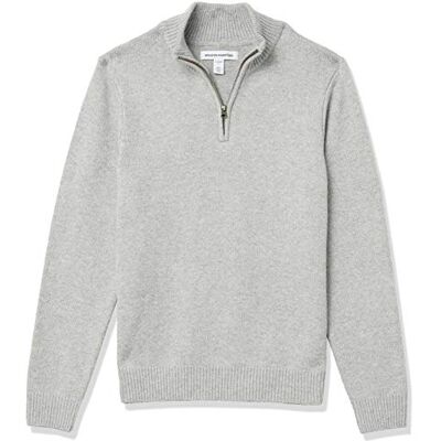 Amazon Essentials Men's Long-Sleeve Soft Touch Quarter-Zip Jumper, Light Grey, XXL Amazon Essentials Men's Long-Sleeve Soft Touch Quarter-Zip Jumper, Light Grey, XXL