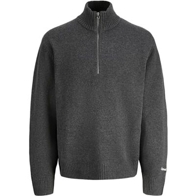 JACK & JONES Jornorrebro Knit Half Zip Sn, Dark Grey Blend, M JACK & JONES Jornorrebro Knit Half Zip Sn, Dark Grey Blend, M