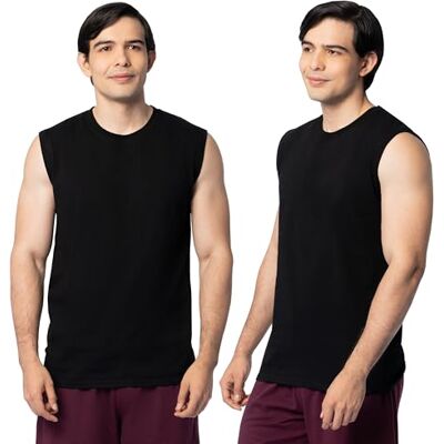 Fruit of the Loom Men's Eversoft Cotton Sleeveless T Shirts, Breathable & Moisture Wicking with Odor Control, Sizes S-4x Undershirt, Muscle-2 Pack-Black, XXL (Pack of 2) Fruit of the Loom Men's Eversoft Cotton Sleeveless T Shirts, Breathable & Moisture Wicking with Odor Control, Sizes S-4x Undershirt, Muscle-2 Pack-Black, XXL (Pack of 2)