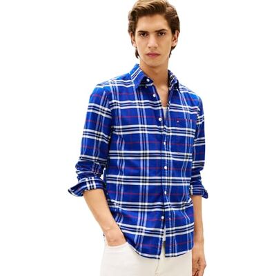 Tommy Hilfiger Men’s Brushed Oxford Check Regular Fit Shirt, Multicolor (Wedge Blue/Check), XL Tommy Hilfiger Men’s Brushed Oxford Check Regular Fit Shirt, Multicolor (Wedge Blue/Check), XL