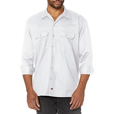 Dickies Men's Long Sleeve Work Shirt Button, White, XL Dickies Men's Long Sleeve Work Shirt Button, White, XL