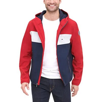 Tommy Hilfiger Men's Lightweight Water-Resistant Performance Soft Shell Jacket (Regular and Big & Tall, Red/White/Navy, M Tommy Hilfiger Men's Lightweight Water-Resistant Performance Soft Shell Jacket (Regular and Big & Tall, Red/White/Navy, M