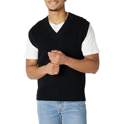 Amazon Essentials Men's Relaxed-fit Sleeveless V-Neck Tank Top Jumper Vest, Black, XXL Amazon Essentials Men's Relaxed-fit Sleeveless V-Neck Tank Top Jumper Vest, Black, XXL