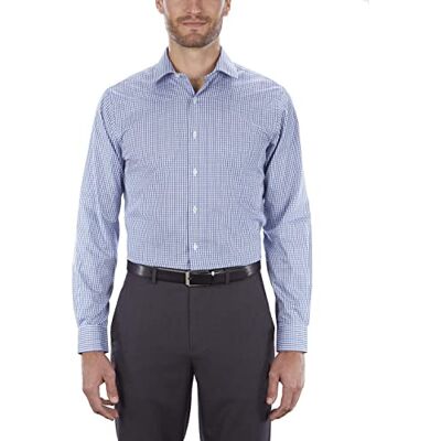 Van Heusen Men's Regular Fit Flex Collar Check Dress Shirt, Midnight, 17" Neck 32"-33" Sleeve Van Heusen Men's Regular Fit Flex Collar Check Dress Shirt, Midnight, 17" Neck 32"-33" Sleeve