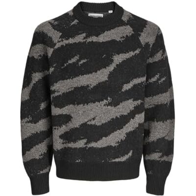 JACK & JONES Male Knitted Jumper All Over Print Knitted Jumper, Pavement, M JACK & JONES Male Knitted Jumper All Over Print Knitted Jumper, Pavement, M
