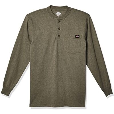 Dickies Men's Long Sleeve Heavyweight Henley Shirt, Military Green Single Dye Heather, 3XL Dickies Men's Long Sleeve Heavyweight Henley Shirt, Military Green Single Dye Heather, 3XL