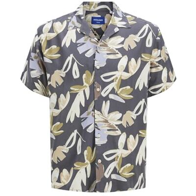 JACK & JONES Men's Jorluke Varenna AOP Shirt SS, Iron Gate, S JACK & JONES Men's Jorluke Varenna AOP Shirt SS, Iron Gate, S