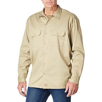 Dickies Men's Long Sleeve Flex Twill Work Shirt Beige Medium Dickies Men's Long Sleeve Flex Twill Work Shirt Beige Medium
