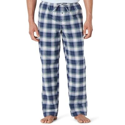 Amazon Essentials Men's Cotton Poplin Straight-fit Pyjama Trousers With Drawstring Elastic Waist, Indigo Country Plaid, XXL Amazon Essentials Men's Cotton Poplin Straight-fit Pyjama Trousers With Drawstring Elastic Waist, Indigo Country Plaid, XXL