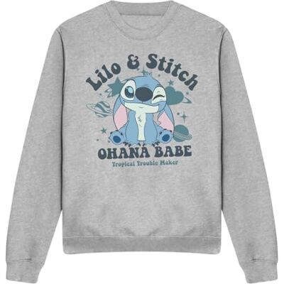 Disney Lilo And Stitch Ohana Babe Adults Crew Sweatshirt, Heather Grey, Large Disney Lilo And Stitch Ohana Babe Adults Crew Sweatshirt, Heather Grey, Large