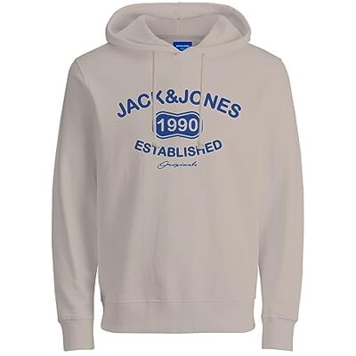 JACK & JONES Men's hoodie, White melange, S JACK & JONES Men's hoodie, White melange, S