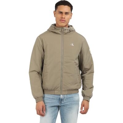 Calvin Klein Jeans Men's Padded Hooded Transitional Jacket, Beige (Brindle), XL Calvin Klein Jeans Men's Padded Hooded Transitional Jacket, Beige (Brindle), XL