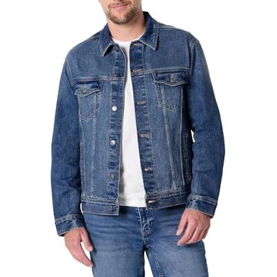 Amazon Essentials Men's Low-Stretch Regular-Fit Denim Jacket, Stone Medium Wash, XS Amazon Essentials Men's Low-Stretch Regular-Fit Denim Jacket, Stone Medium Wash, XS