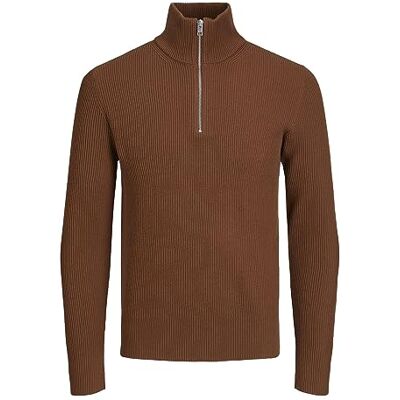 JACK & JONES Men's Jprccperfect Knit Half Zip Sn Knitted Jumper, Cambridge Brown, L JACK & JONES Men's Jprccperfect Knit Half Zip Sn Knitted Jumper, Cambridge Brown, L