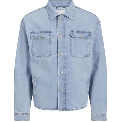 JACK & JONES Men's Long Sleeve Shirt, Light Blue (Light Blue Denim), XXL JACK & JONES Men's Long Sleeve Shirt, Light Blue (Light Blue Denim), XXL