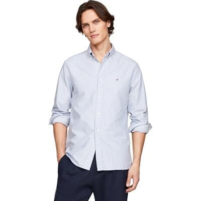 Tommy Hilfiger Long Sleeve Oxford Regular Fit, Men's Button Down Shirts, Also Available in Big and Tall, Shirt Blue/White, XL Tommy Hilfiger Long Sleeve Oxford Regular Fit, Men's Button Down Shirts, Also Available in Big and Tall, Shirt Blue/White, XL