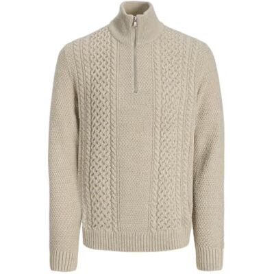 JACK & JONES Male Sweatshirt with Half Zip Plain Sweatshirt with Half Zip, White Melange, M JACK & JONES Male Sweatshirt with Half Zip Plain Sweatshirt with Half Zip, White Melange, M