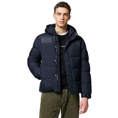Tommy Hilfiger Men’s Mix Down Hooded Puffer Jacket, Blue (Desert Sky), S Tommy Hilfiger Men’s Mix Down Hooded Puffer Jacket, Blue (Desert Sky), S
