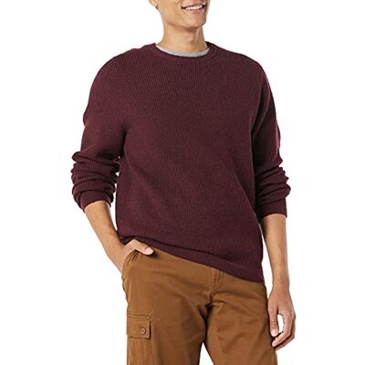 Amazon Essentials Men's Long-Sleeve Soft Touch Waffle Stitch Crew Neck Jumper, Burgundy, L Amazon Essentials Men's Long-Sleeve Soft Touch Waffle Stitch Crew Neck Jumper, Burgundy, L