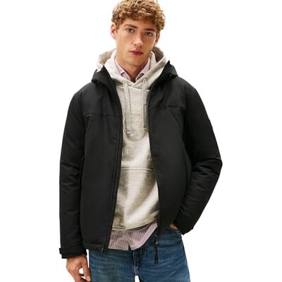 Tommy Hilfiger Men's Short Tech Hooded Water Repellent Windbreaker, Black (Black), M Tommy Hilfiger Men's Short Tech Hooded Water Repellent Windbreaker, Black (Black), M