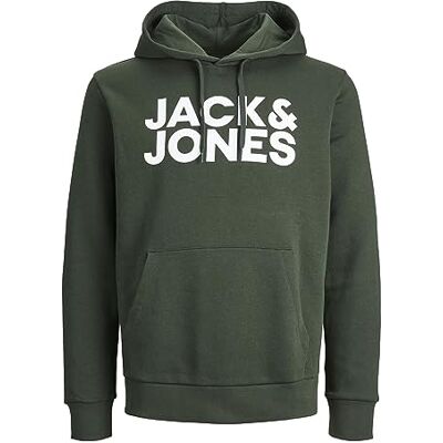 JACK & JONES Mens Jjecorp Logo Noos Hooded Sweatshirt, Mountain View/Fit:reg/Large Print, M EU JACK & JONES Mens Jjecorp Logo Noos Hooded Sweatshirt, Mountain View/Fit:reg/Large Print, M EU