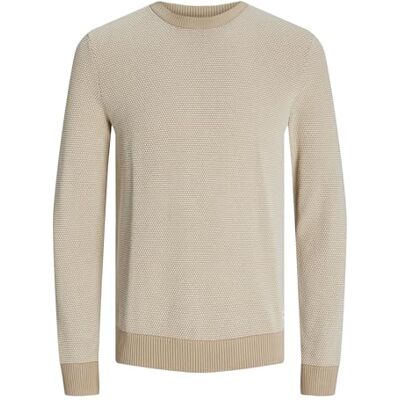 JACK & JONES Male Knitted Jumper Plain Knitted Jumper, Oatmeal, XXL JACK & JONES Male Knitted Jumper Plain Knitted Jumper, Oatmeal, XXL